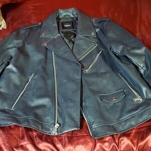 DKNY Navy blue leather jacket
